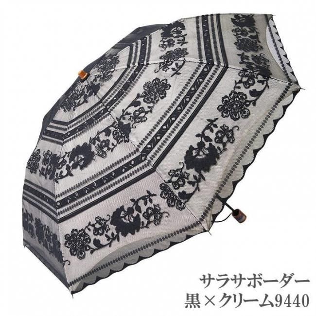 新品 UVケア加工 上品 豪華2重レース 晴雨兼用折りたたみ傘 日傘