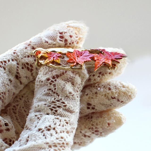 Palnart Poc【ツバメのいざないブローチ 】紅葉と野鳥の秋