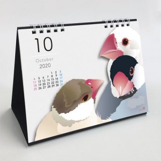 【生産終了】とりアート 2020年版・卓上カレンダー ＊インコ・文鳥・キンカチョウ