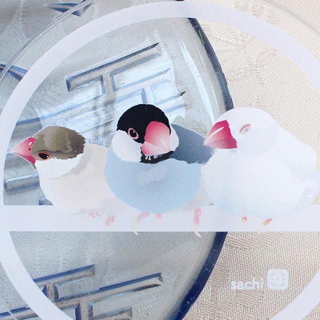 アクリルコースター　セット売り② アクリルコースター / 文鳥『まる』」とりアート / 止まり木でお