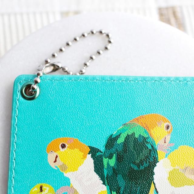 ラス1!】「パスケース / シロハラインコ」とりアート / フルーツ