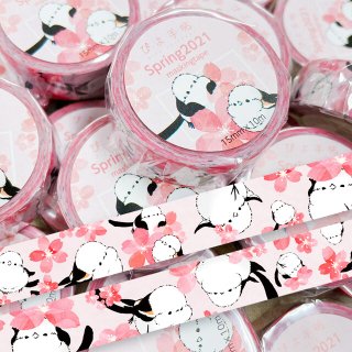 「マスキングテープ / シマエナガのSpring2021」ぴよ手帖 / 桜とシマエナガのマスキングテープ＊ピンク