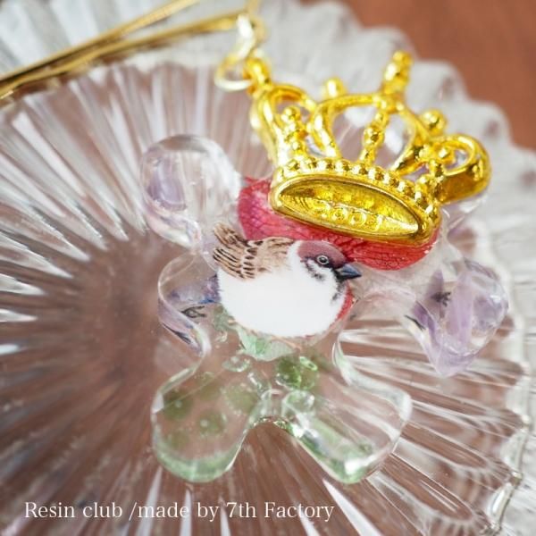 スズメ　レジンヘアゴム　可愛いスズメ スズメ レジンヘアゴム ミヂカナヤチョウ カワイイスズメB