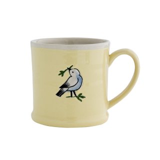 「アミュレット / マグ / BIRD」青い鳥の陶器マグカップ / CDF etendue / クリーム色