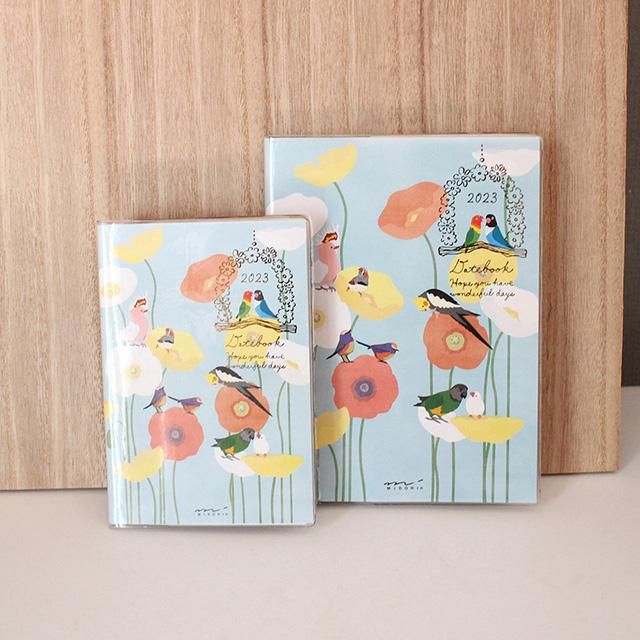 ドット柄  2023スケジュール帳 ♡ ミドリ「ポケットダイアリー 手帳 2023年 / トリ柄」スケジュール帳