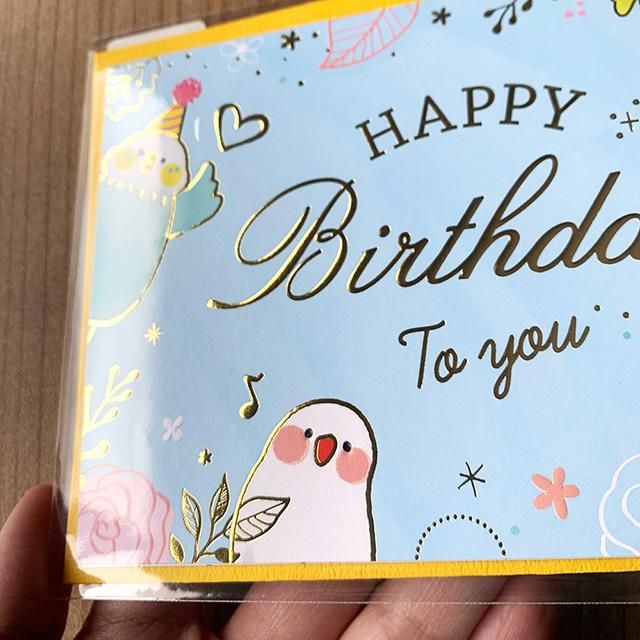 バースデーカードセット 誕生日カード / 文鳥＆インコ柄 / ハッピーバースデー」封筒つき