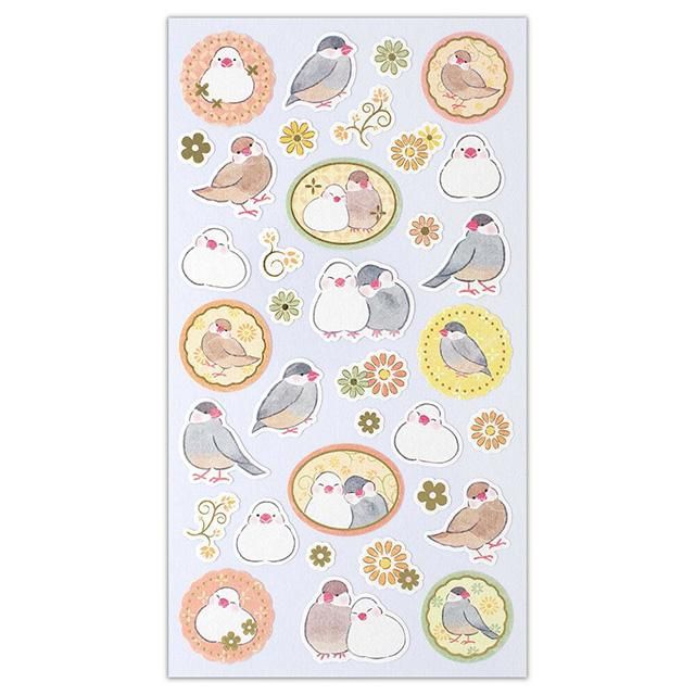 ねずみさんロールシールまとめ売り✧︎*。 和風シール大 / 優ふみ / 文鳥」白文鳥＆桜文鳥と小花のシール