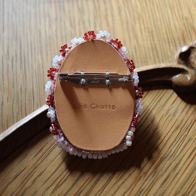 LPプラス送料込】【1点もの】「肖像画ブローチ / 桜文鳥 / お花の