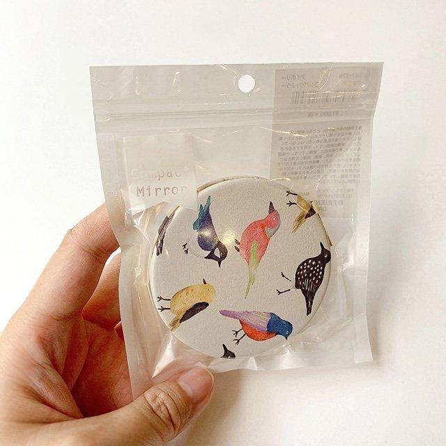ヴィンテージベツレヘムパール コンパクトミラー小鳥と木の実植物鳩 手鏡