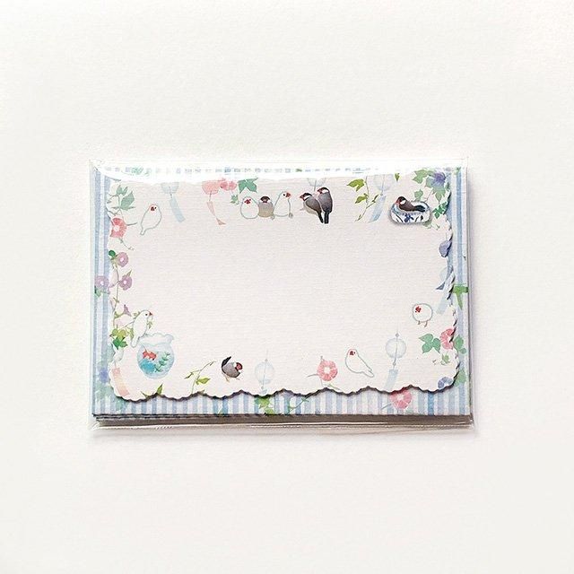 名刺サイズ】「ダイカットミニカード / 文鳥さんの夏」メッセージ