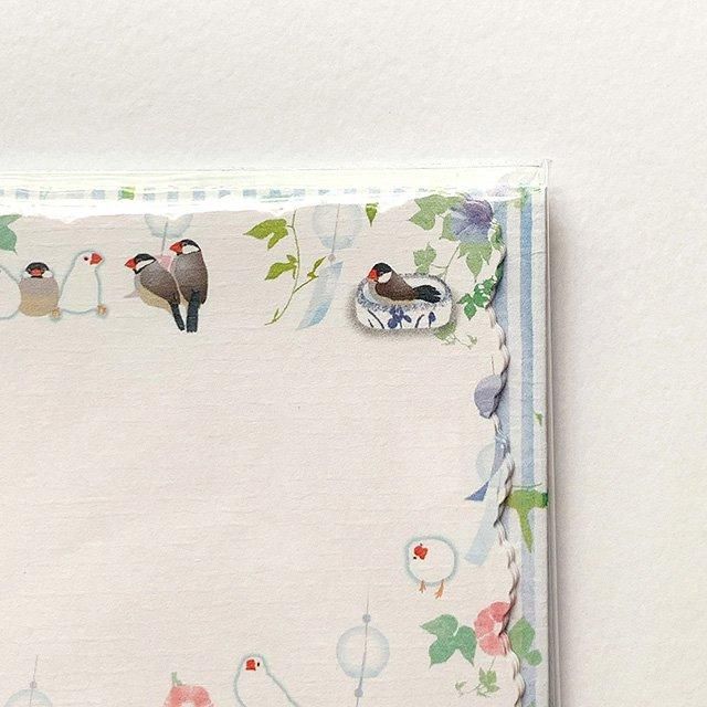 名刺サイズ】「ダイカットミニカード / 文鳥さんの夏」メッセージ