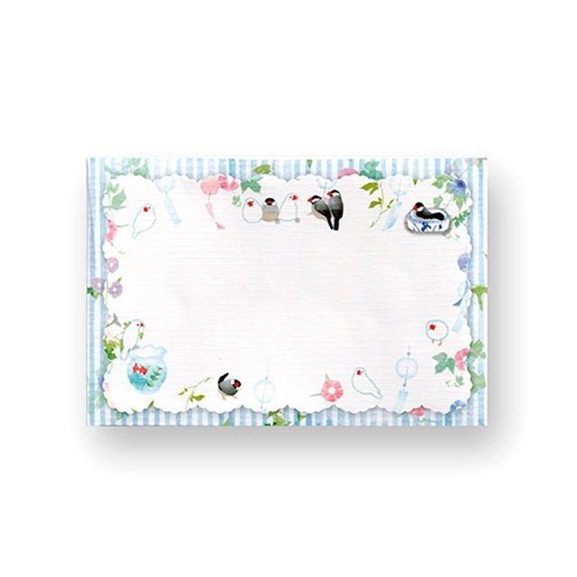 名刺サイズ】「ダイカットミニカード / 文鳥さんの夏」メッセージ