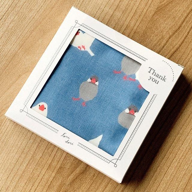 タオルハンカチ / ステッチライク / とり / 文鳥便り」白文鳥