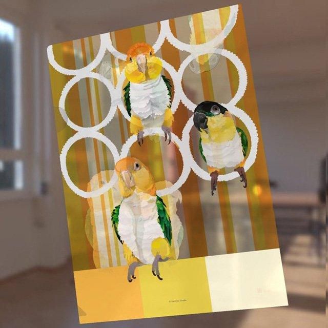 クリアファイルA4 / シロハラ×ズグロ」とりアート / 輪っかに