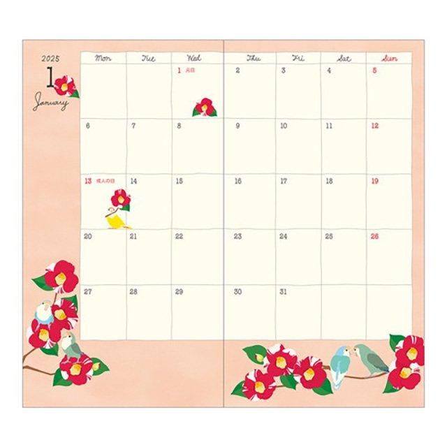 生産終了】「B6スリム / ポケットダイアリー / トリ柄 / 2025年