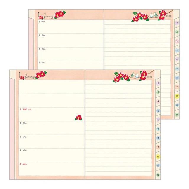 生産終了】「B6 / ポケットダイアリー / トリ柄 / 2025年」文鳥