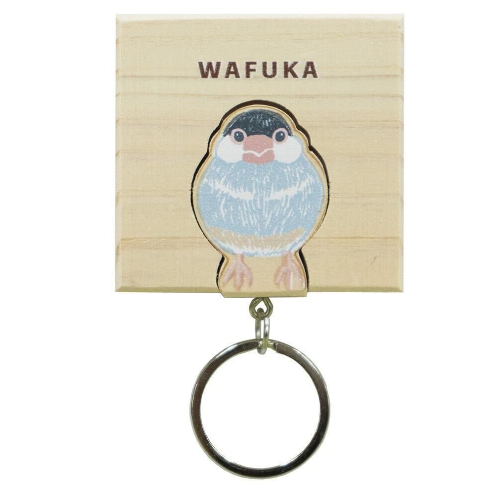 国産ヒノキ・キーリング / 和布華 / 文鳥」壁面プレート付き・桜文鳥の