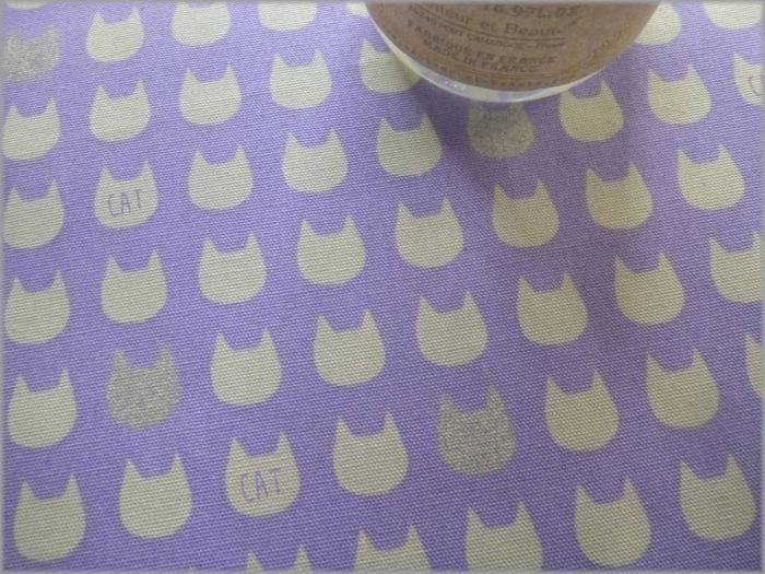 オックス 生地】猫ネコシルエット*コットン*purple*110 - 生地通販 マーブルマーケット