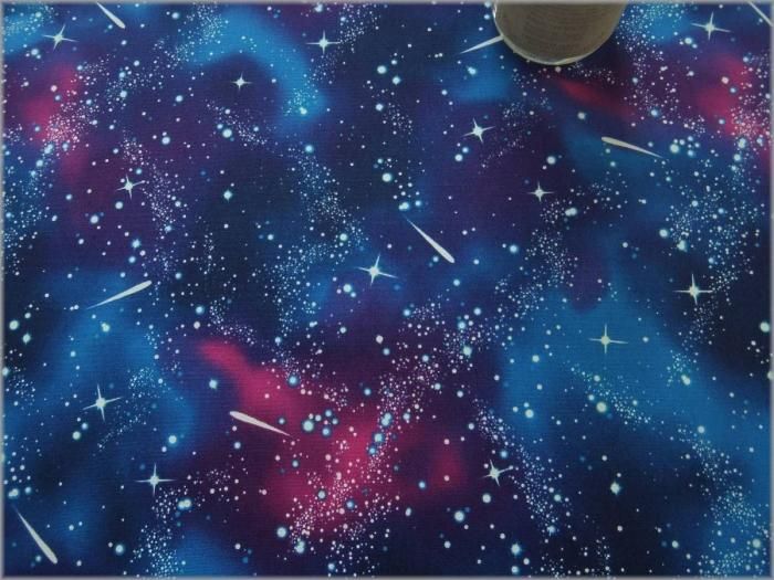 オックス 生地】宇宙*彗星星空*コットン*navy×purple*5A - 生地