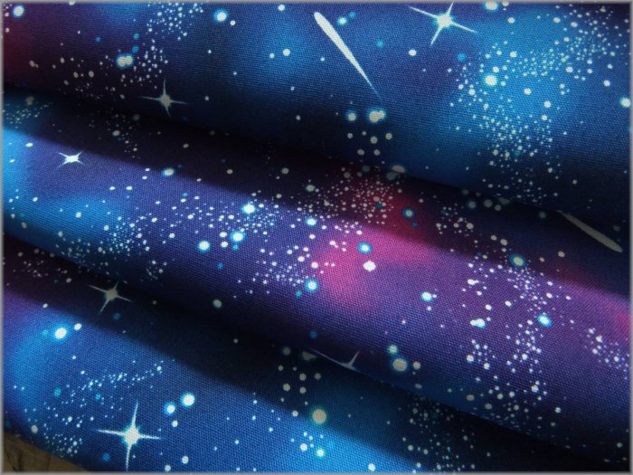 オックス 生地】宇宙*彗星星空*コットン*navy×purple*5A - 生地通販