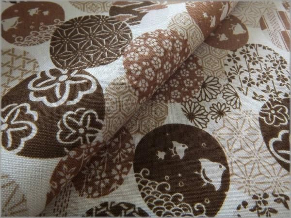 シーチング 生地 和モダン丸柄 コットン 茶 Brown 3c 生地通販 マーブルマーケット シーチング 生地 和モダン丸柄 コットン 茶 Brown 3c 生地通販 マーブルマーケット