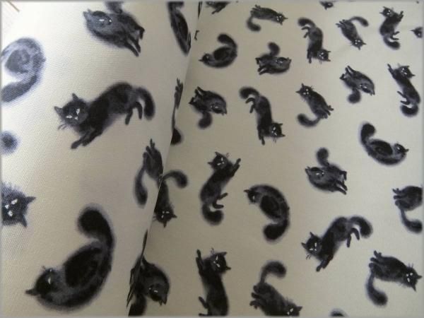 オックス 生地】ネコ黒猫*水彩風*vanilla*2A - 生地通販