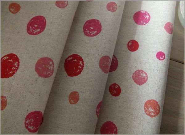 綿麻キャンバス 生地 手描き風ドット 水玉 Red Pink 1c 生地通販 マーブルマーケット 綿麻キャンバス 生地 手描き風ドット 水玉 Red Pink 1c 生地通販 マーブルマーケット
