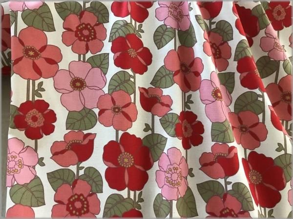 シーチング 生地 レトロモダンフラワー 花柄 Red Pink 71a 生地通販 マーブルマーケット シーチング 生地 レトロモダンフラワー 花柄 Red Pink 71a 生地通販 マーブルマーケット