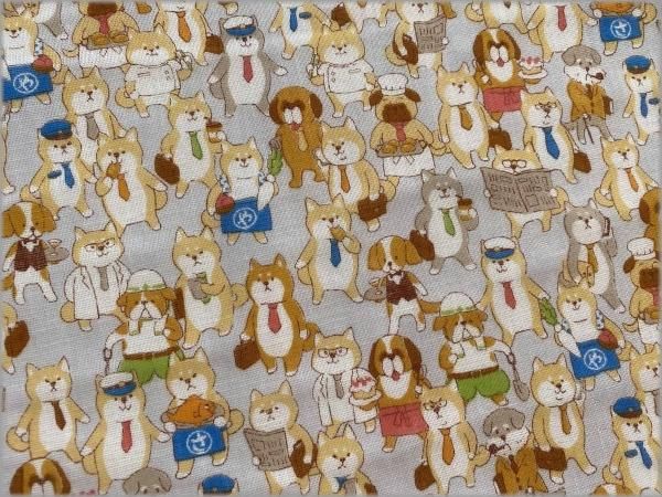 ダブルガーゼ 生地 はたらく犬 Ice Gray 2e 生地通販 マーブルマーケット ダブルガーゼ 生地 はたらく犬 Ice Gray 2e 生地通販 マーブルマーケット