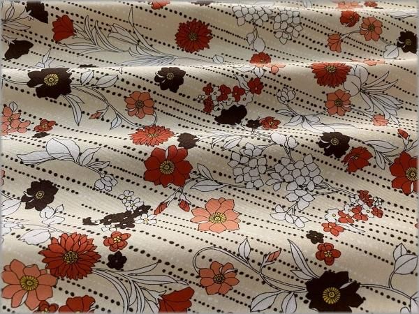 80サテン 生地】レトロモダン*花柄*beige*11A - 生地通販