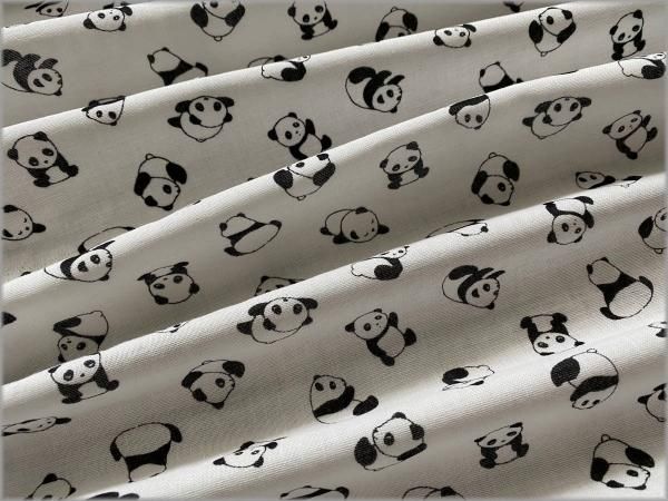 ダブルガーゼ 生地】パンダ柄*white black*10A - 生地通販
