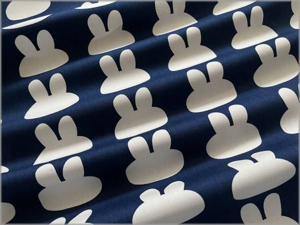 オックス 生地】おおきなウサギ*シルエット*うさぎ*blue*52K