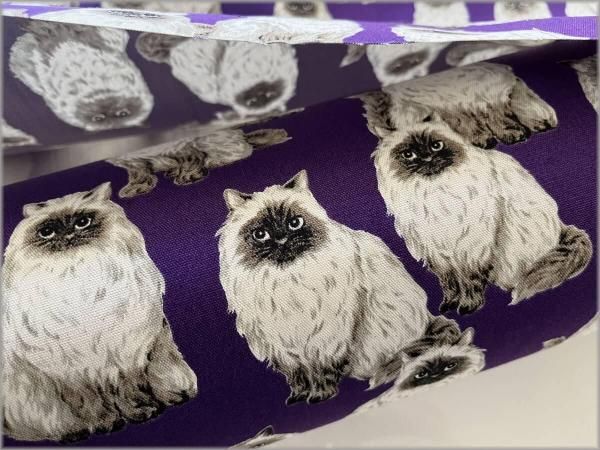 オックス 生地】ヒマラヤン 猫 ネコ violet A3 - 生地通販 マーブル