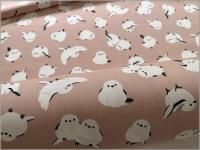 【オックス 生地】シマエナガ 小鳥 雪の妖精 コットン smoke pink 2B