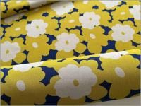 【綿麻キャンバス 生地】う早この布 ママレード 花柄 コットンリネン yellow 65E