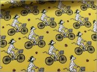 【オックス 生地】ダルメシアン 犬 いぬ サイクリング 自転車 yellow 1A