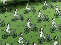 【オックス 生地】ダルメシアン 犬 いぬ サイクリング 自転車 green 1B