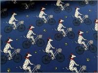【オックス 生地】ダルメシアン 犬 いぬ サイクリング 自転車 navy 1D