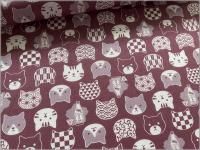 【スケア 生地】和柄 ネコ 猫 フェイス 顔 コットン pink 29A