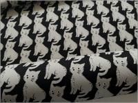 【オックス 生地】 ネコチドリ 猫 コットン ねこ black gray A5