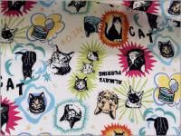 【シーチング 生地】ネコ 猫 IN THE POP WORLD un/no white 11A
