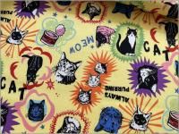 【シーチング 生地】ネコ 猫 IN THE POP WORLD un/no yellow 11B