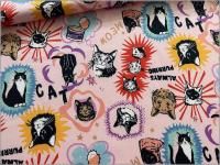 【シーチング 生地】ネコ 猫 IN THE POP WORLD un/no pink 11C
