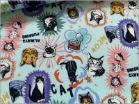 【シーチング 生地】ネコ 猫 IN THE POP WORLD un/no blue 11D