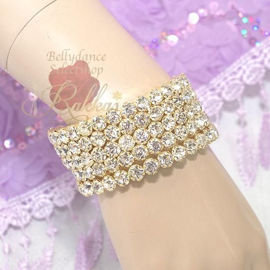 ベリーダンス 大粒 5連 ラインストーン ブレスレット 2個セット ベリー