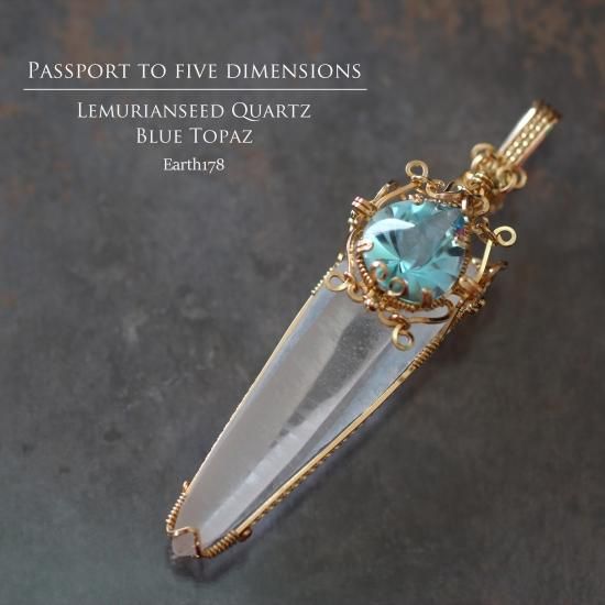 レムリアンシードクォーツとブルートパーズペンダントトップ：Earth178