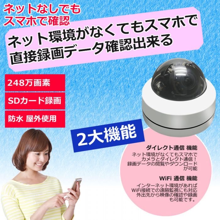 録画機能、WIFI通信機能付 PTZドームカメラ ITS-WF200PTZ 248万画素SONY製CMOSセンサー搭載