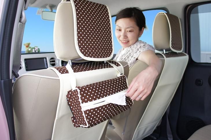 かわいい車用ティッシュボックスカバー ドットチョコレート かわいい車用ティッシュボックスカバー ドットチョコレート