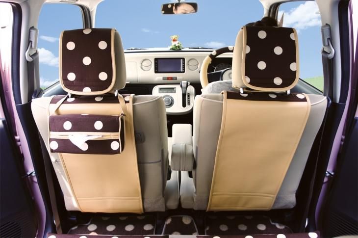かわいい車用ティッシュボックスカバー 水玉チョコ ベージュ かわいい車用ティッシュボックスカバー 水玉チョコ ベージュ