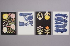 鹿児島睦／図案ポストカード  5 BLUE FISHES(4枚セット)